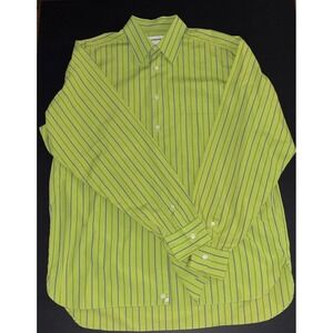 Lorenzini Green/Blue Striped Long Sleeve Button Up Shirt Made Italy 16/41 L